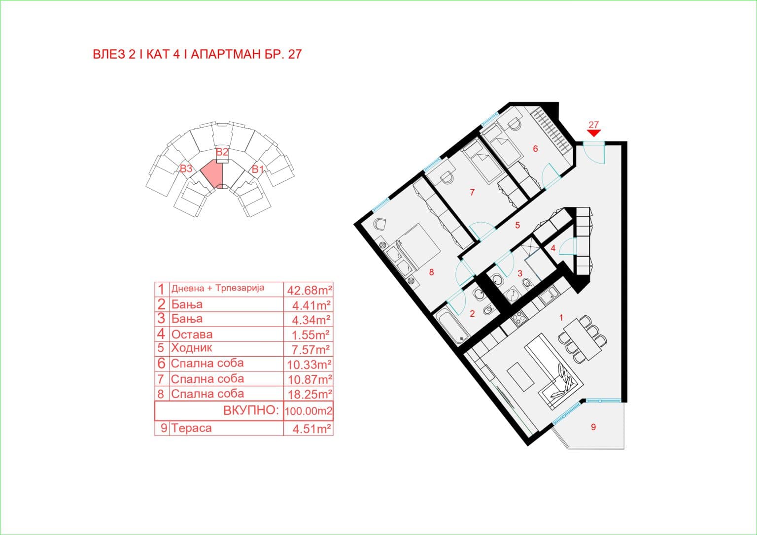 Нов комфорен стан во Panorama Residence - За Изнајмување - Водно - Слика 7