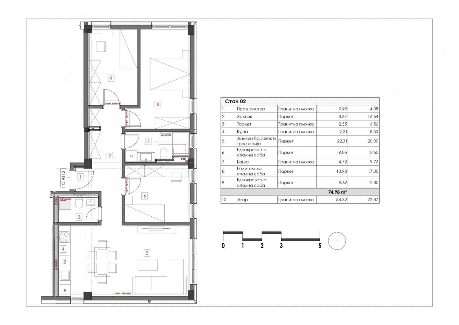 Нов стан 75м2 со двор во Козле - 2