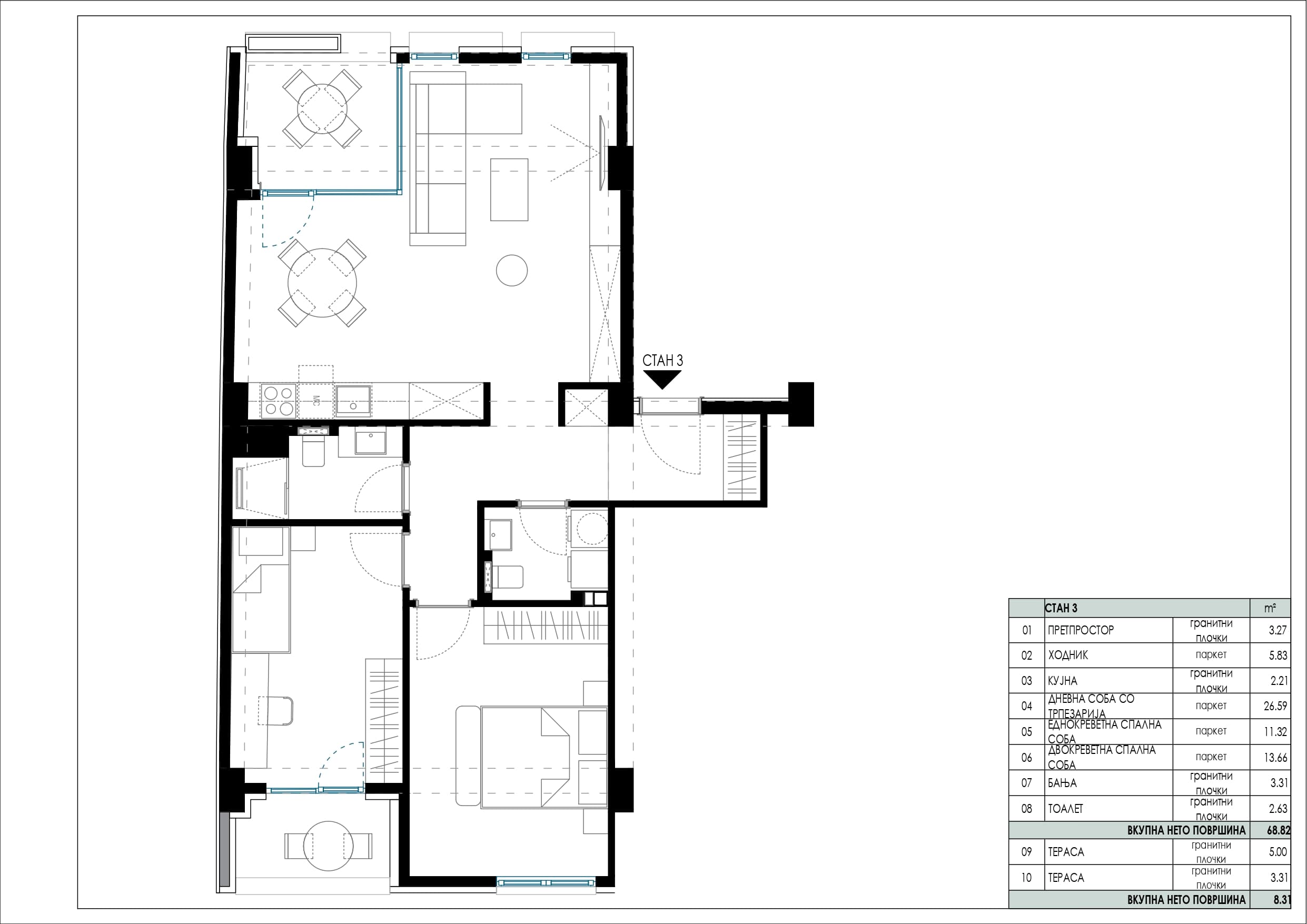 Стан 79м2 во нов резиденцијален објект - 2