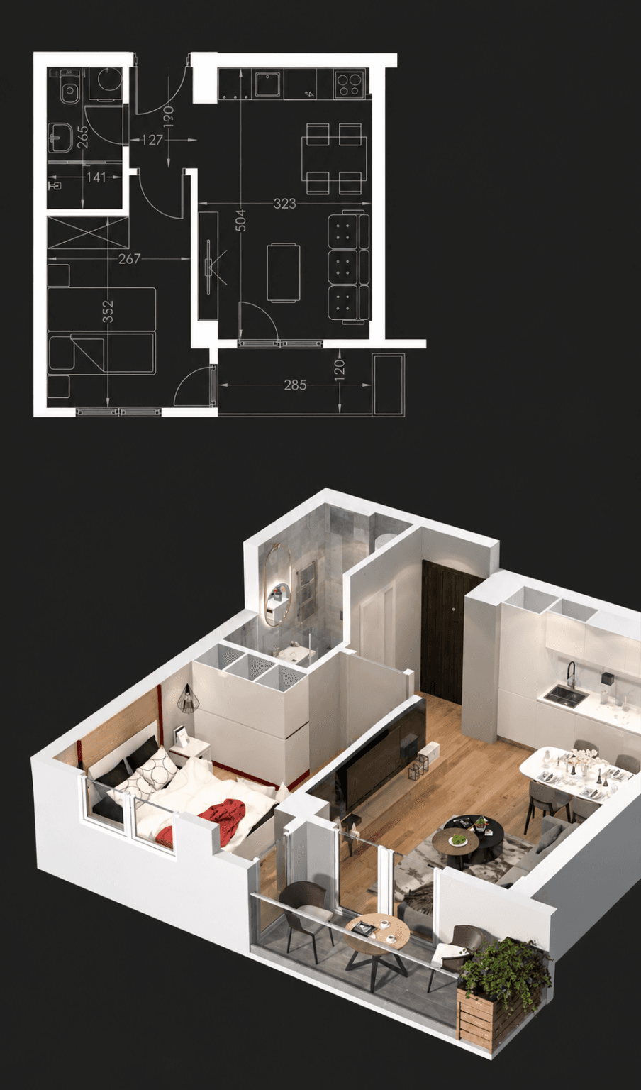 Apartment 36m2 in Aerodrom - For Sale - Skopje